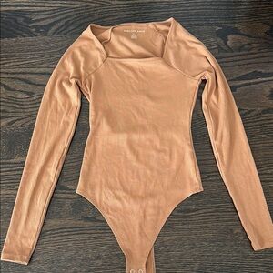 American Eagle Tan Long Sleeve Bodysuit